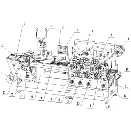 softgel blister packing machine sketch diagram